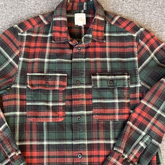 H&M LOGG Mens/Womens Plaid 100% Cotton Flannel Button Down S Outdoor Chores - Picture 3 of 12